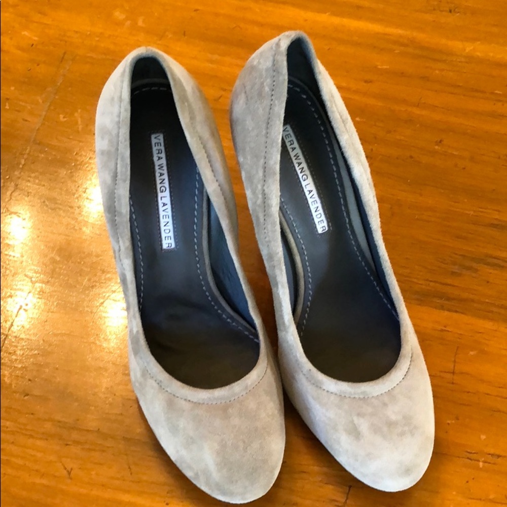 Vera Wang Lavender Label. 
Suede Round Toe Wedge